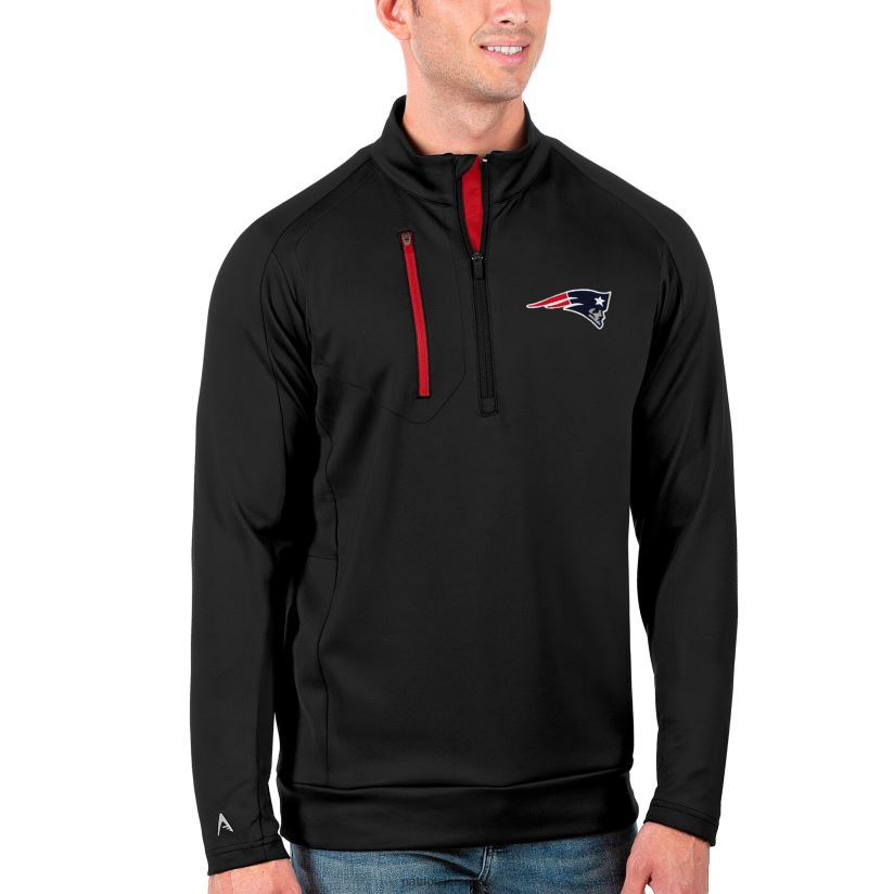 Antigua Black/Red Generation Quarter-Zip Pullover Jacket Men Patriots Jersey Clothing 6B6H8J691