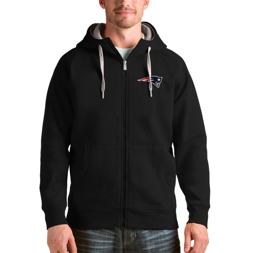 Antigua Black Victory Full-Zip Hoodie Men Patriots Jersey Clothing 6B6H8J701