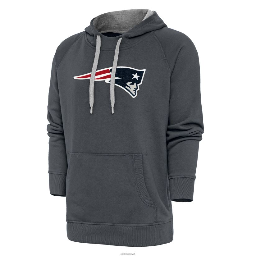 Antigua Charcoal Victory Chenille Pullover Hoodie Men Patriots Jersey Clothing 6B6H8J683