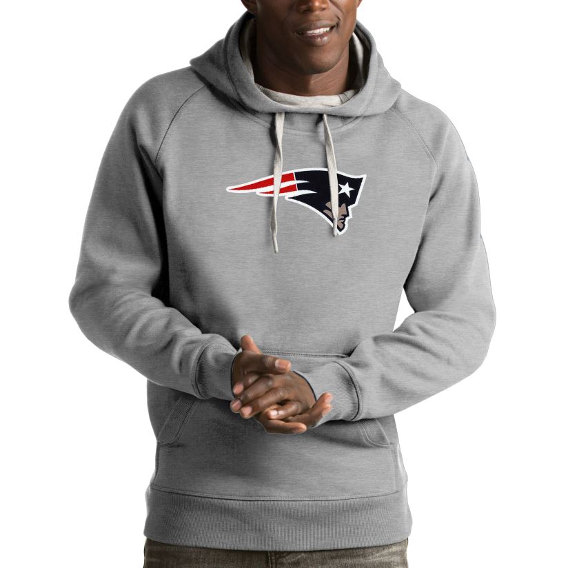Antigua Heather Gray Victory Pullover Hoodie Men Patriots Jersey Clothing 6B6H8J645