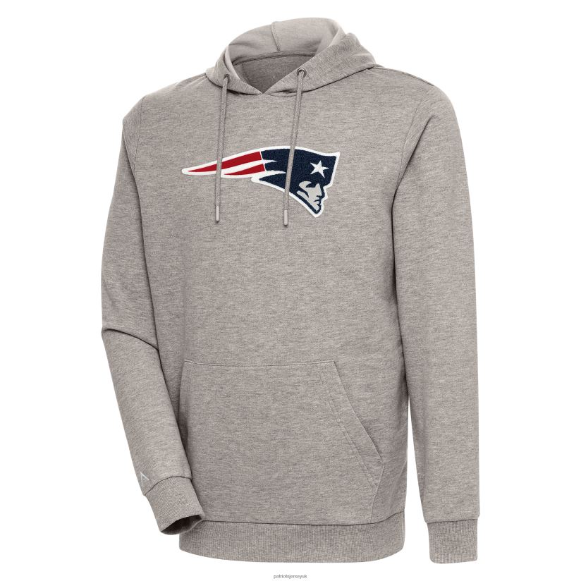 Antigua Oatmeal Action Chenille Pullover Hoodie Men Patriots Jersey Clothing 6B6H8J687