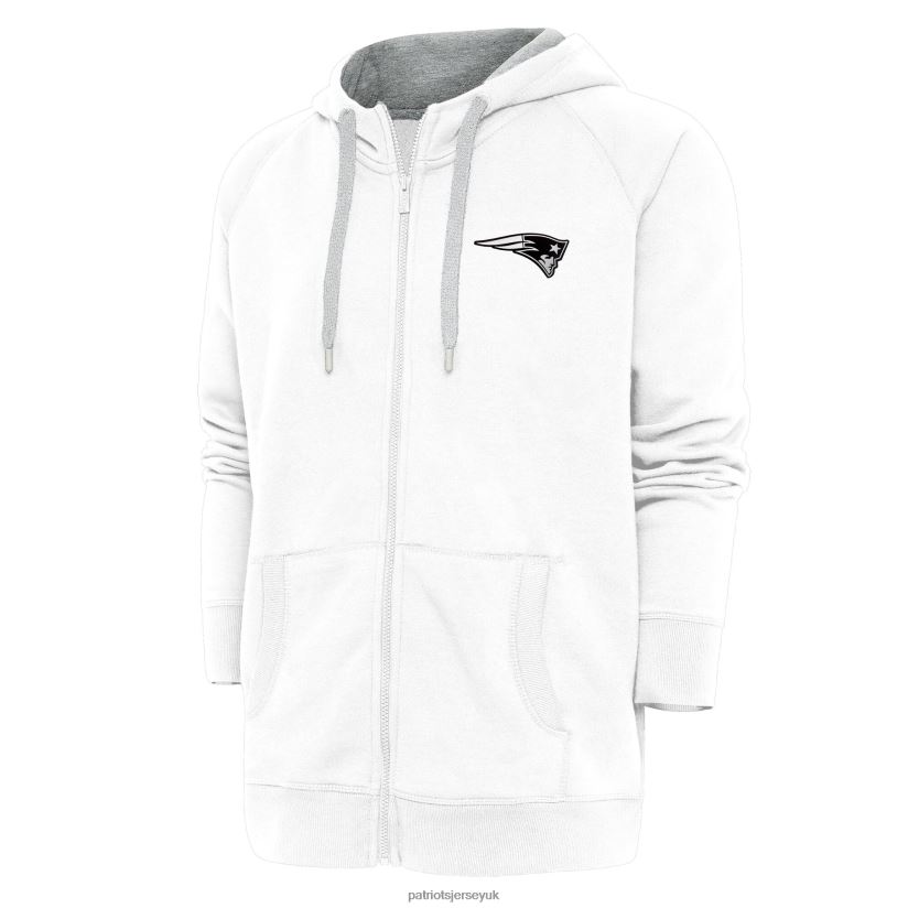 Antigua White Metallic Logo Victory Full-Zip Hoodie Men Patriots Jersey Clothing 6B6H8J650