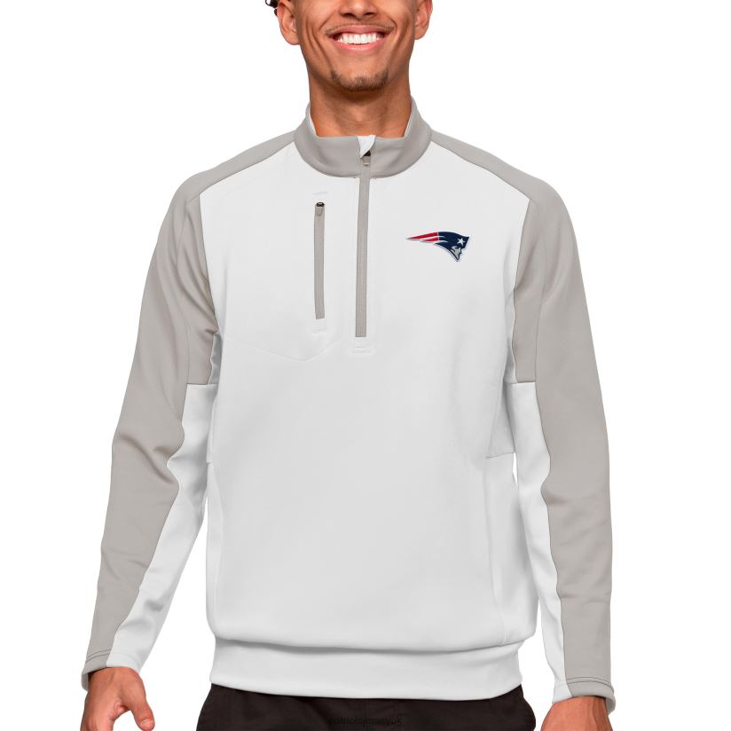 Antigua White Team Quarter-Zip Pullover Top Men Patriots Jersey Clothing 6B6H8J694