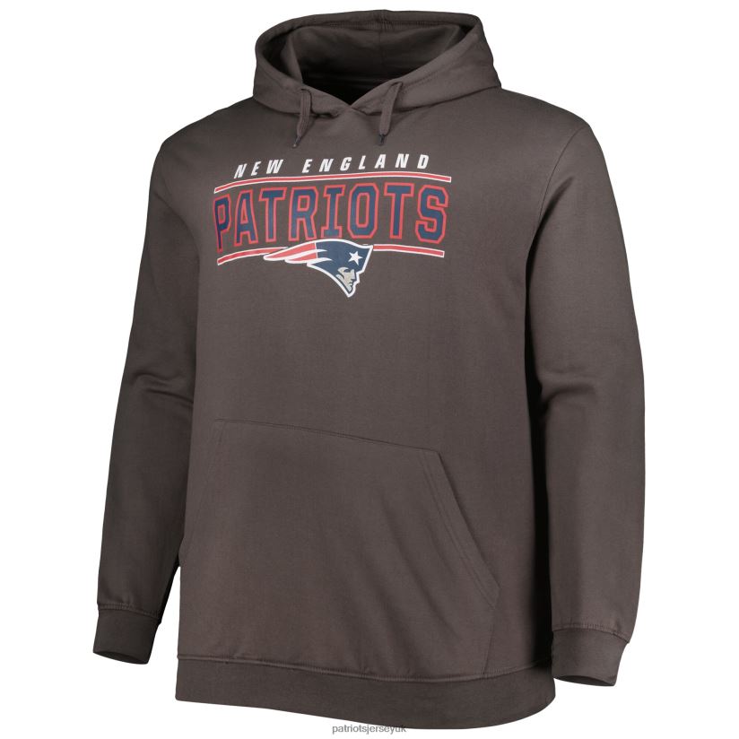 Charcoal Big & Tall Logo Pullover Hoodie Men Patriots Jersey Clothing 6B6H8J620