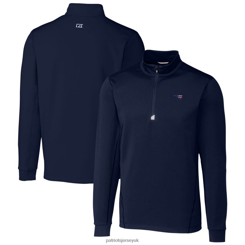 Cutter & Buck Navy Big & Tall Traverse Stretch Quarter-Zip Pullover Top Men Patriots Jersey Clothing 6B6H8J713