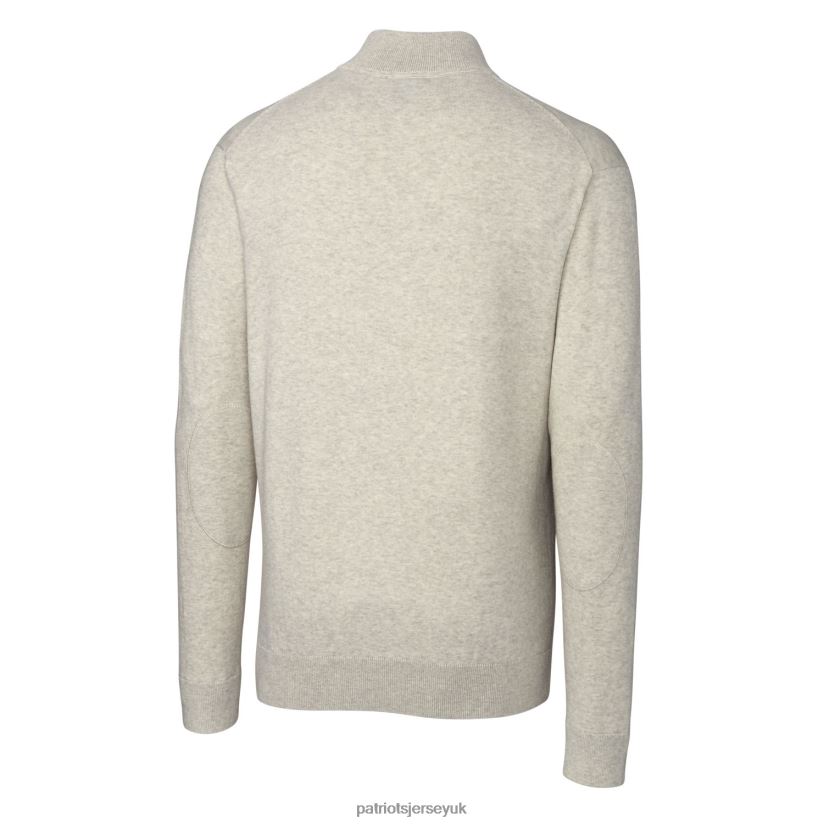 Cutter & Buck Oatmeal Throwback Logo Lakemont Tri-Blend Big & Tall Quarter-Zip Pullover Sweater Men Patriots Jersey Clothing 6B6H8J782