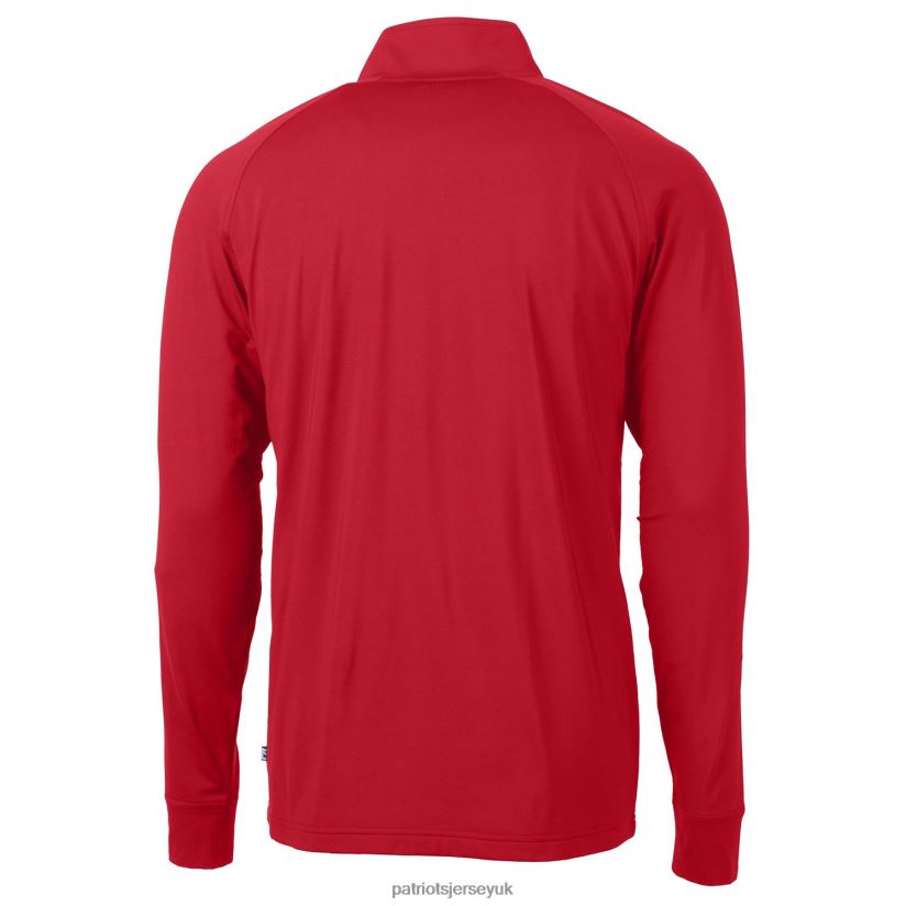 Cutter & Buck Red Adapt Eco Knit Stretch Recycled Quarter-Zip Throwback Pullover Top Men Patriots Jersey Clothing 6B6H8J560