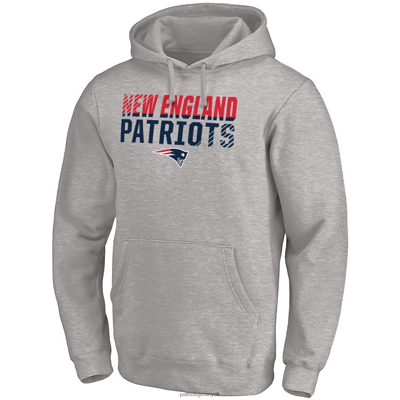 Fanatics Branded Heather Gray Fade Out Fitted Pullover Hoodie Men Patriots Jersey Clothing 6B6H8J716