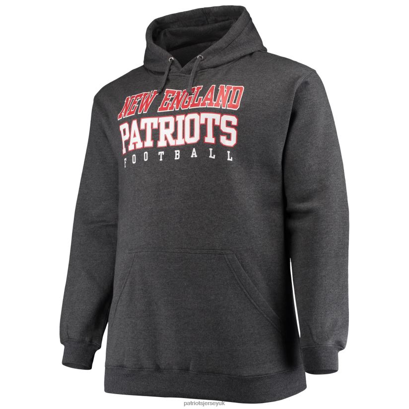 Fanatics Branded Heathered Charcoal Big & Tall Practice Pullover Hoodie Men Patriots Jersey Clothing 6B6H8J799