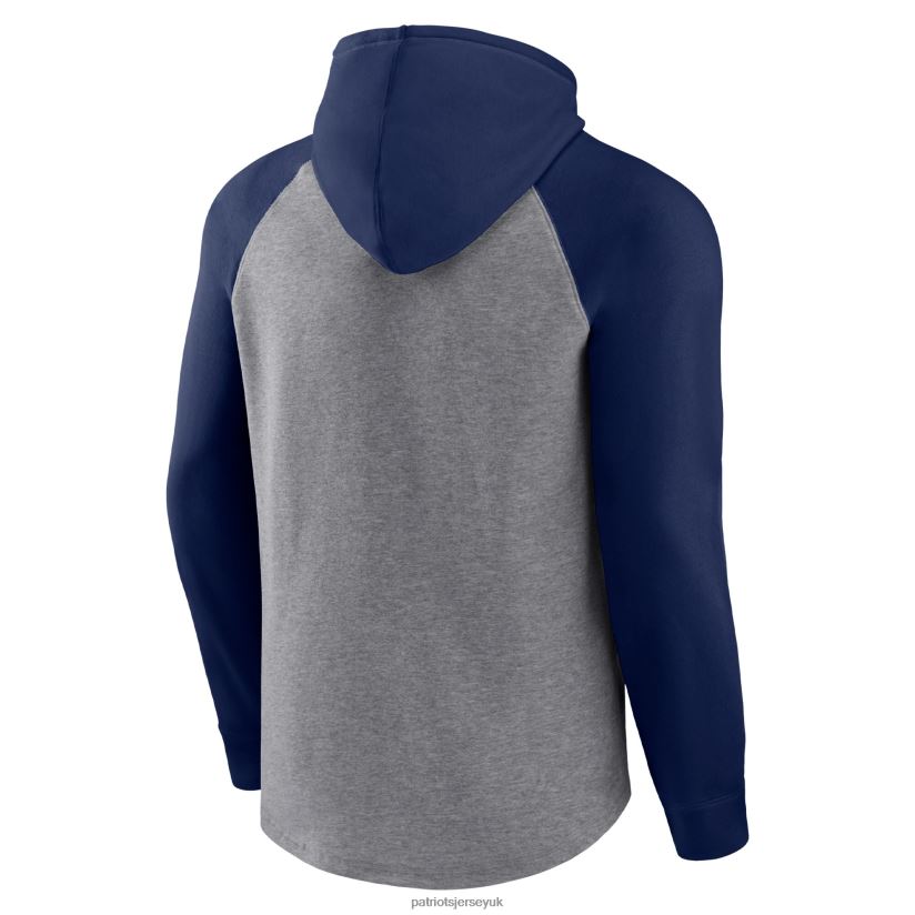 Fanatics Branded Heathered Gray/Navy By Design Raglan Pullover Hoodie Men Patriots Jersey Clothing 6B6H8J585