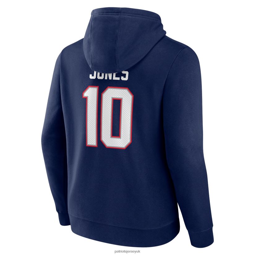 Fanatics Branded Mac Jones Navy Player Icon Name & Number Pullover Hoodie Men Patriots Jersey Clothing 6B6H8J640