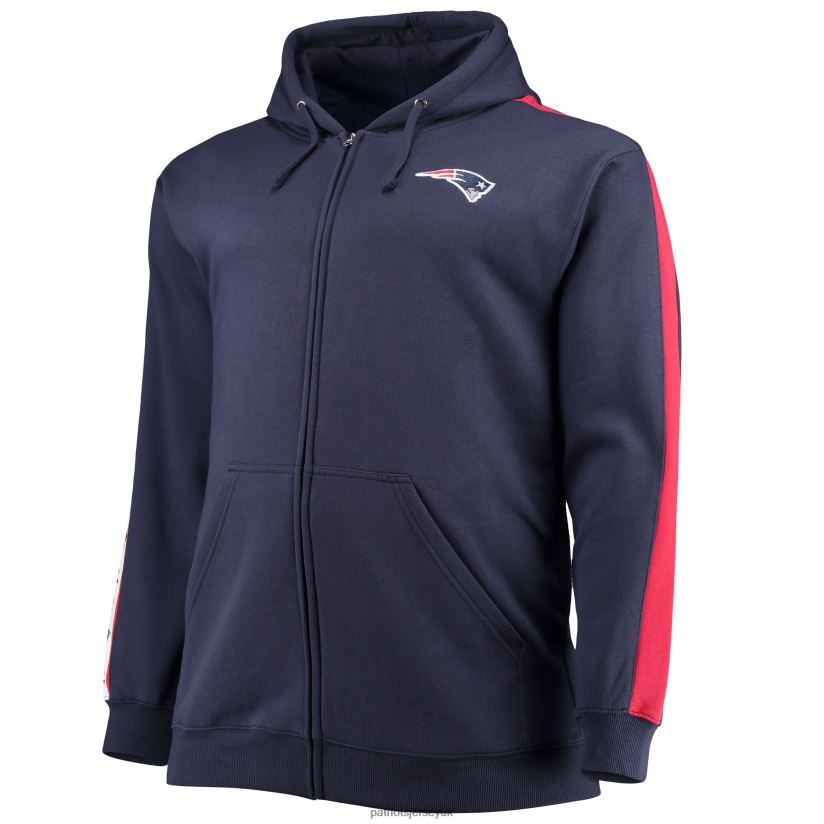 Fanatics Branded Navy Big & Tall Full-Zip Hoodie Men Patriots Jersey Clothing 6B6H8J740