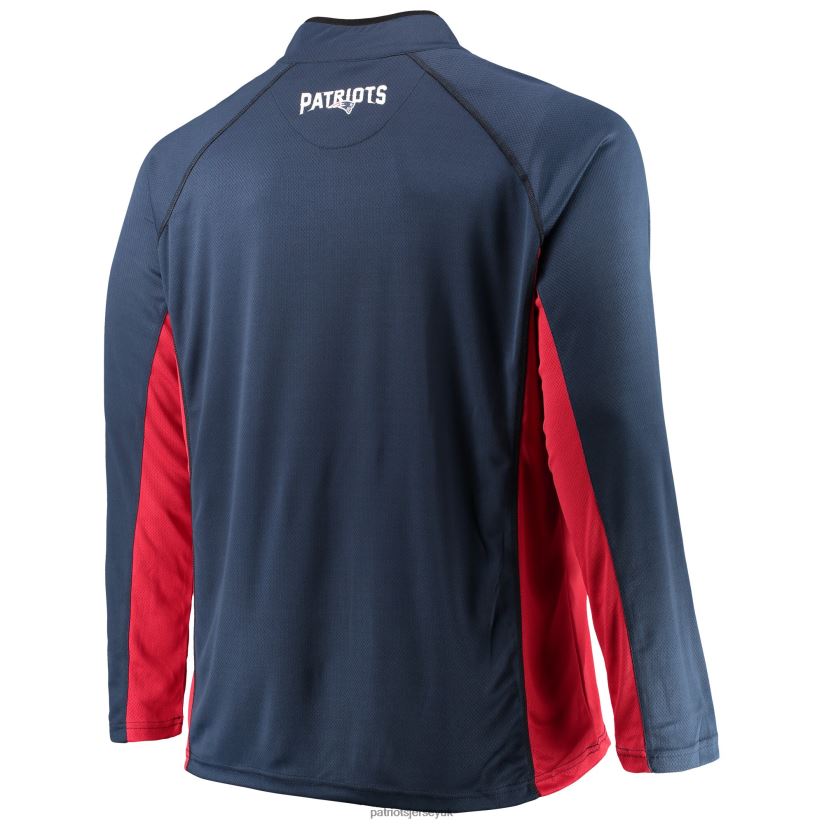 Fanatics Branded Navy/Red Big & Tall Polyester Quarter-Zip Raglan Jacket Men Patriots Jersey Clothing 6B6H8J741