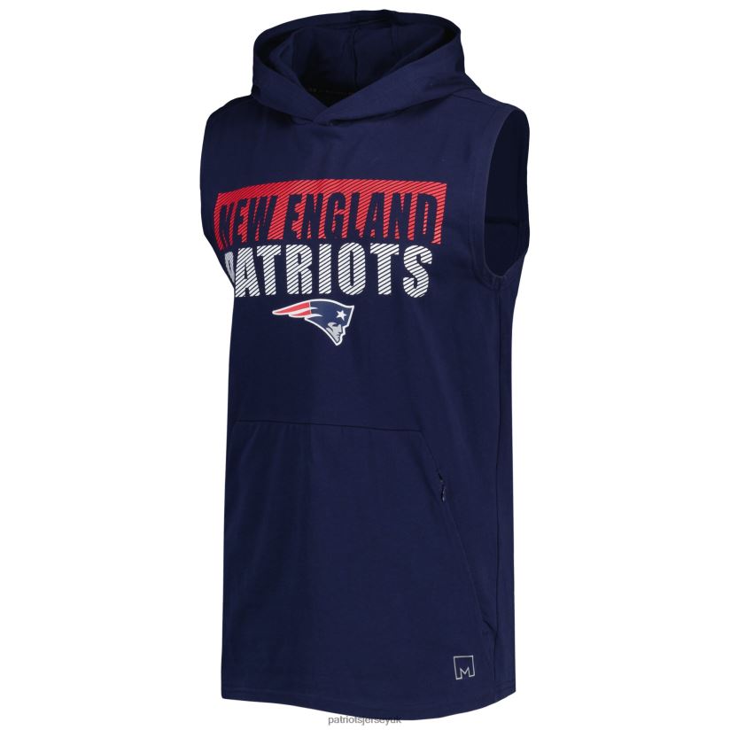 MSX by Michael Strahan Navy Relay Sleeveless Pullover Hoodie Men Patriots Jersey Clothing 6B6H8J576
