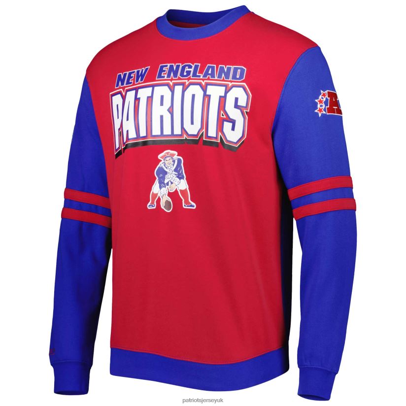 Mitchell & Ness Red/Royal Big & Tall Gridiron Classics Pullover Sweatshirt Men Patriots Jersey Clothing 6B6H8J653