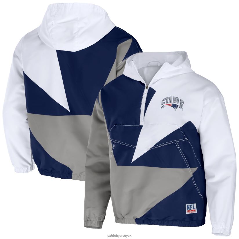 NFL x Staple Navy All Over Print Lightweight Quarter-Zip Jacket Men Patriots Jersey Clothing 6B6H8J586