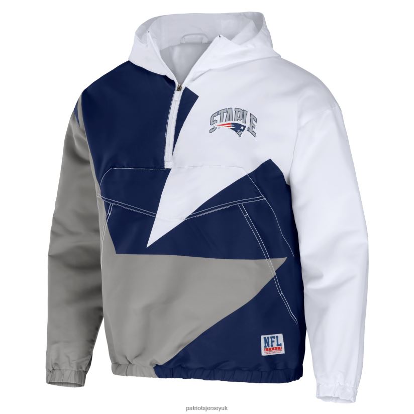NFL x Staple Navy All Over Print Lightweight Quarter-Zip Jacket Men Patriots Jersey Clothing 6B6H8J586