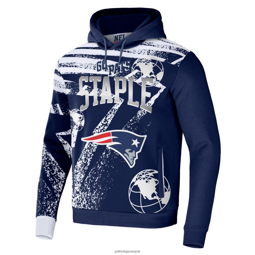 NFL x Staple Navy All Over Print Pullover Hoodie Men Patriots Jersey Clothing 6B6H8J623