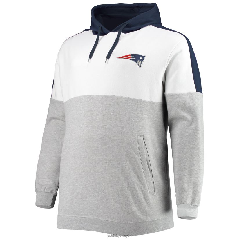 Navy/Heathered Gray Big & Tall Team Logo Pullover Hoodie Men Patriots Jersey Clothing 6B6H8J688