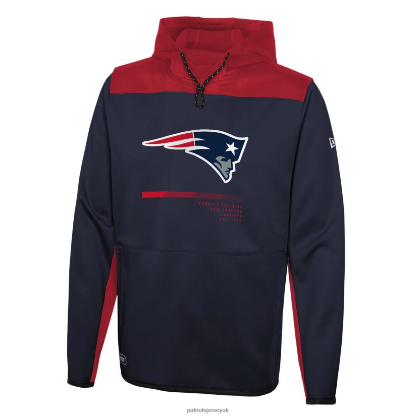 New Era Navy Combine Authentic Hard Hitter Pullover Hoodie Men Patriots Jersey Clothing 6B6H8J773