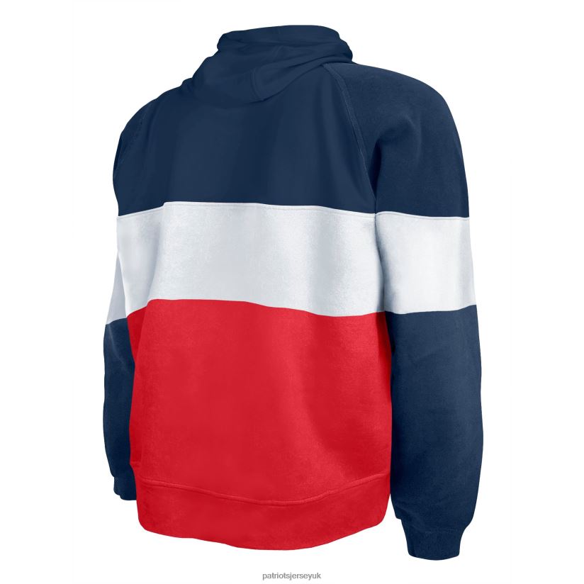 New Era Navy/Red Big & Tall Current Team Colorblock Fleece Raglan Pullover Hoodie Men Patriots Jersey Clothing 6B6H8J757
