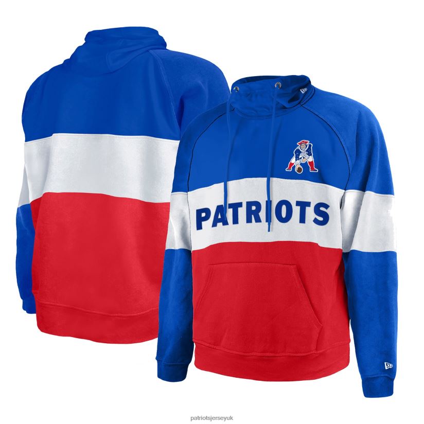 New Era Red Big & Tall Throwback Colorblock Raglan Pullover Hoodie Men Patriots Jersey Clothing 6B6H8J763