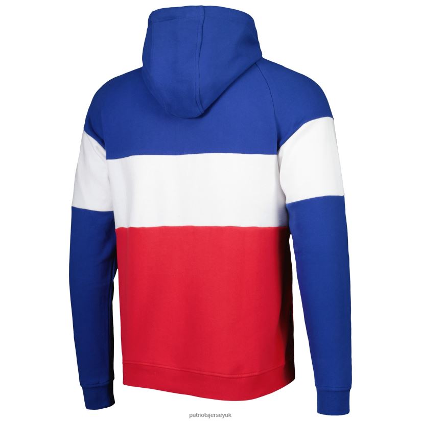 New Era Red/Royal Colorblock Throwback Pullover Hoodie Men Patriots Jersey Clothing 6B6H8J594