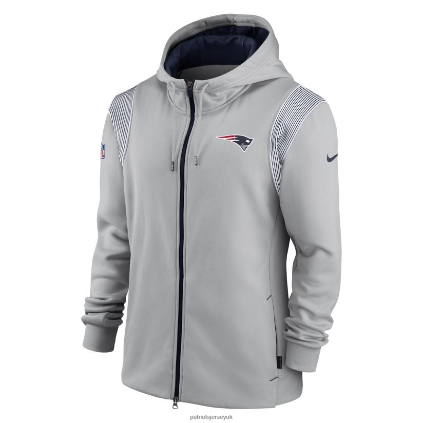 Nike Gray Performance Sideline Lockup Full-Zip Hoodie Men Patriots Jersey Clothing 6B6H8J498
