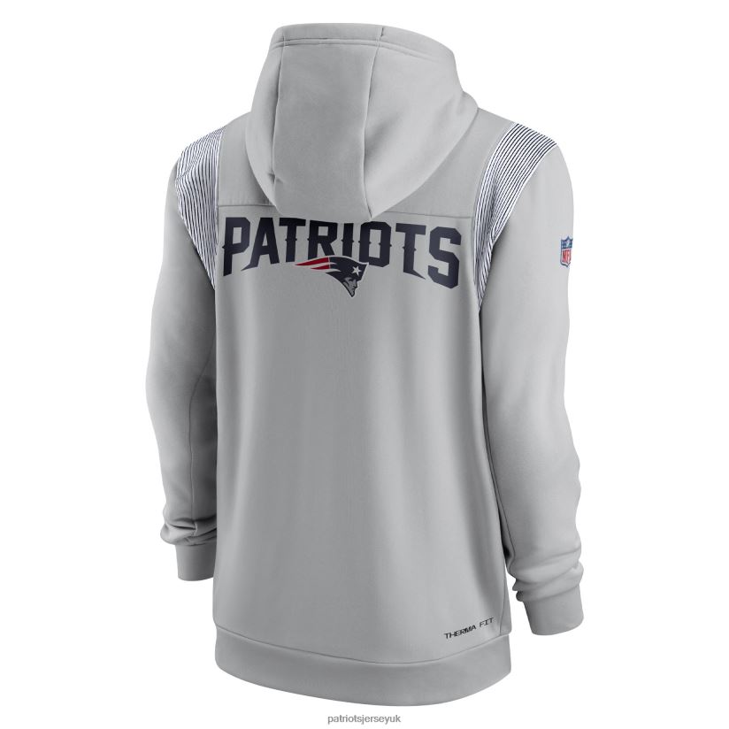 Nike Gray Performance Sideline Lockup Full-Zip Hoodie Men Patriots Jersey Clothing 6B6H8J498