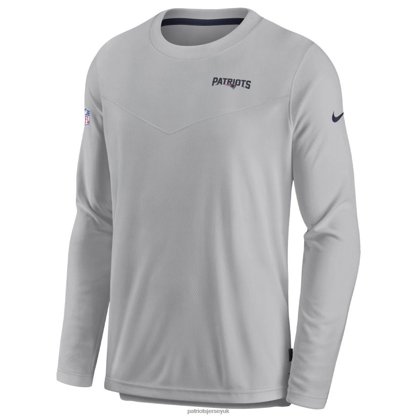 Nike Gray Sideline Lockup Performance Long Sleeve T-Shirt Men Patriots Jersey Clothing 6B6H8J621