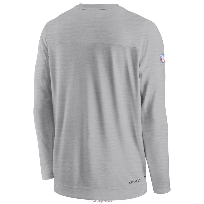 Nike Gray Sideline Lockup Performance Long Sleeve T-Shirt Men Patriots Jersey Clothing 6B6H8J621