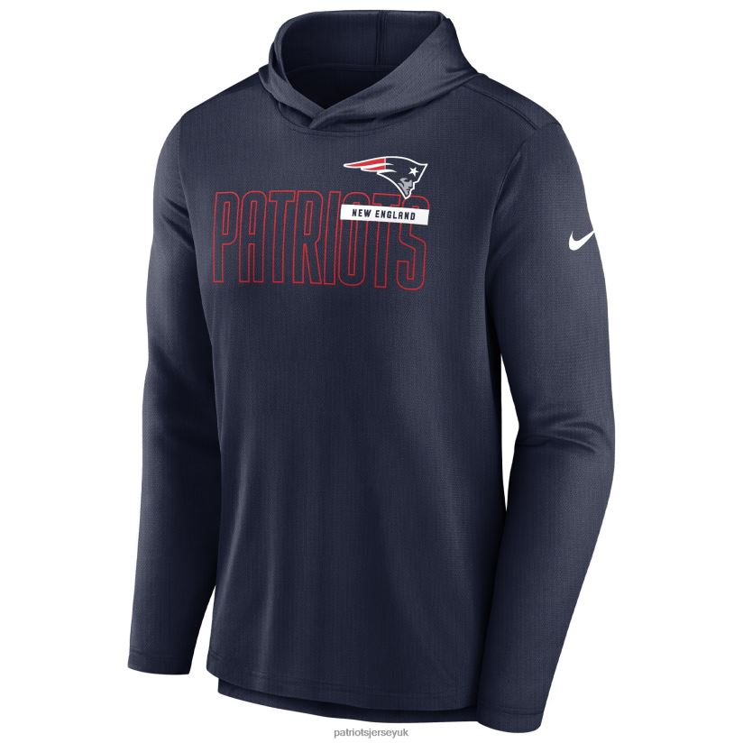 Nike Navy Lightweight Performance Hooded Long Sleeve T-Shirt Men Patriots Jersey Clothing 6B6H8J656