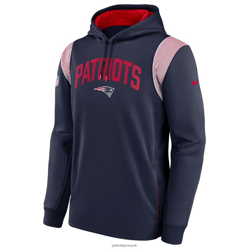 Nike Navy Sideline Athletic Stack Performance Pullover Hoodie Men Patriots Jersey Clothing 6B6H8J501