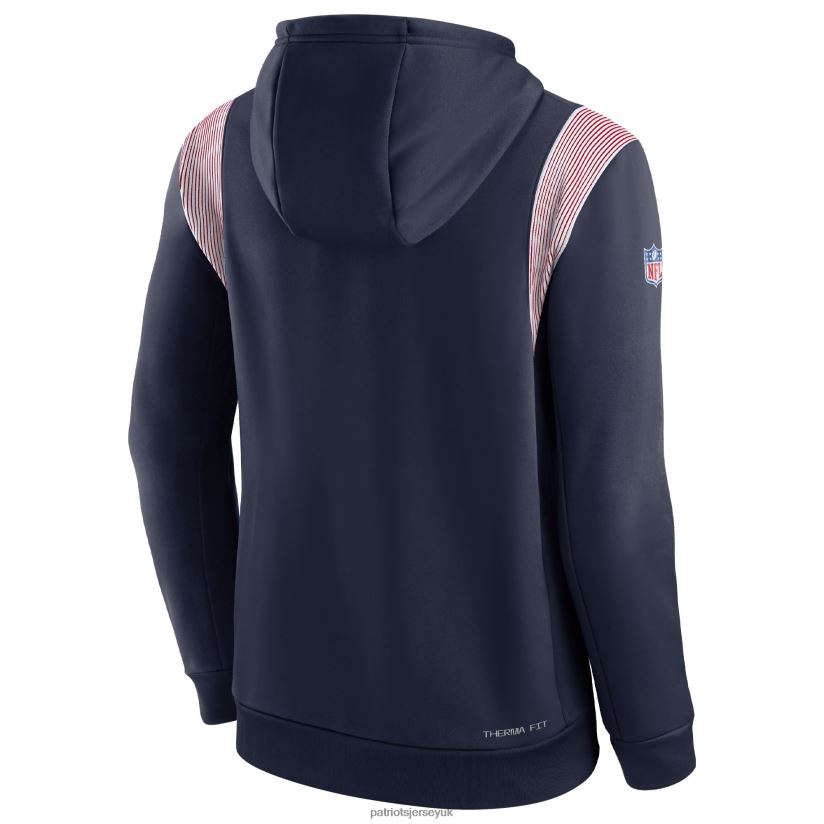 Nike Navy Sideline Athletic Stack Performance Pullover Hoodie Men Patriots Jersey Clothing 6B6H8J501