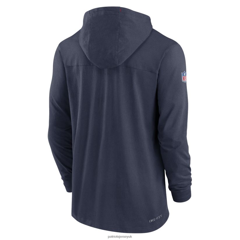 Nike Navy Sideline Pop Performance Pullover Long Sleeve Hoodie T-Shirt Men Patriots Jersey Clothing 6B6H8J467
