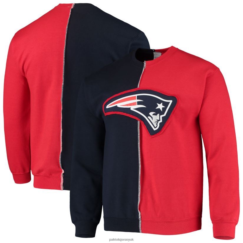 Refried Apparel Navy/Red Sustainable Split Center Pullover Sweatshirt Men Patriots Jersey Clothing 6B6H8J700