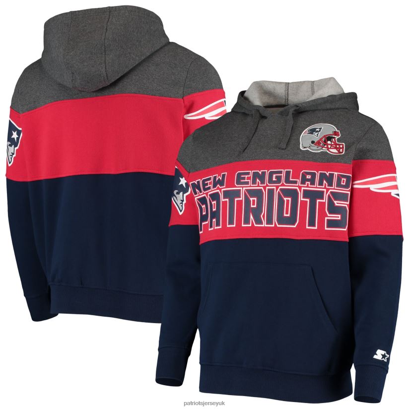 Starter Heathered Gray/Red Extreme Fireballer Pullover Hoodie Men Patriots Jersey Clothing 6B6H8J746