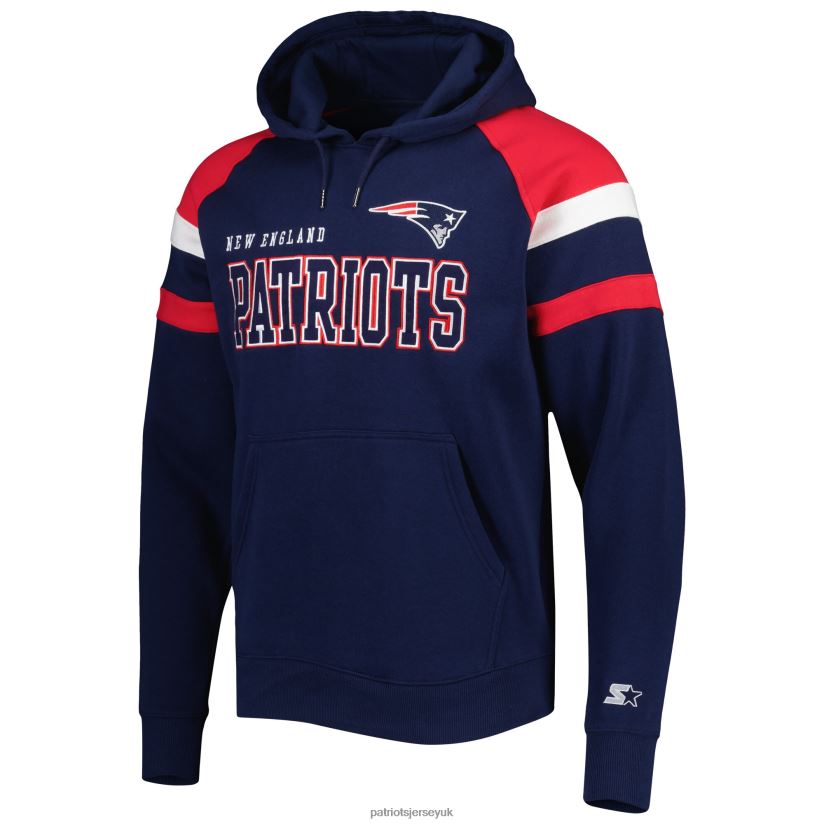 Starter Navy Draft Fleece Raglan Pullover Hoodie Men Patriots Jersey Clothing 6B6H8J577