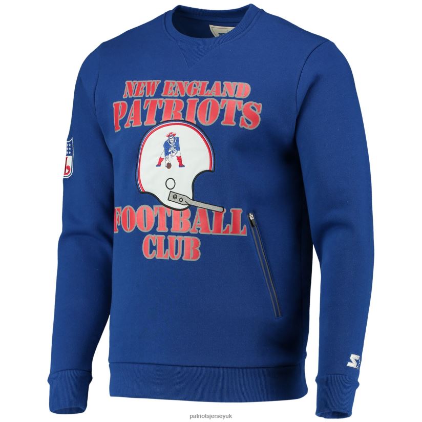 Starter Royal Locker Room Throwback End Zone Pullover Sweatshirt Men Patriots Jersey Clothing 6B6H8J649