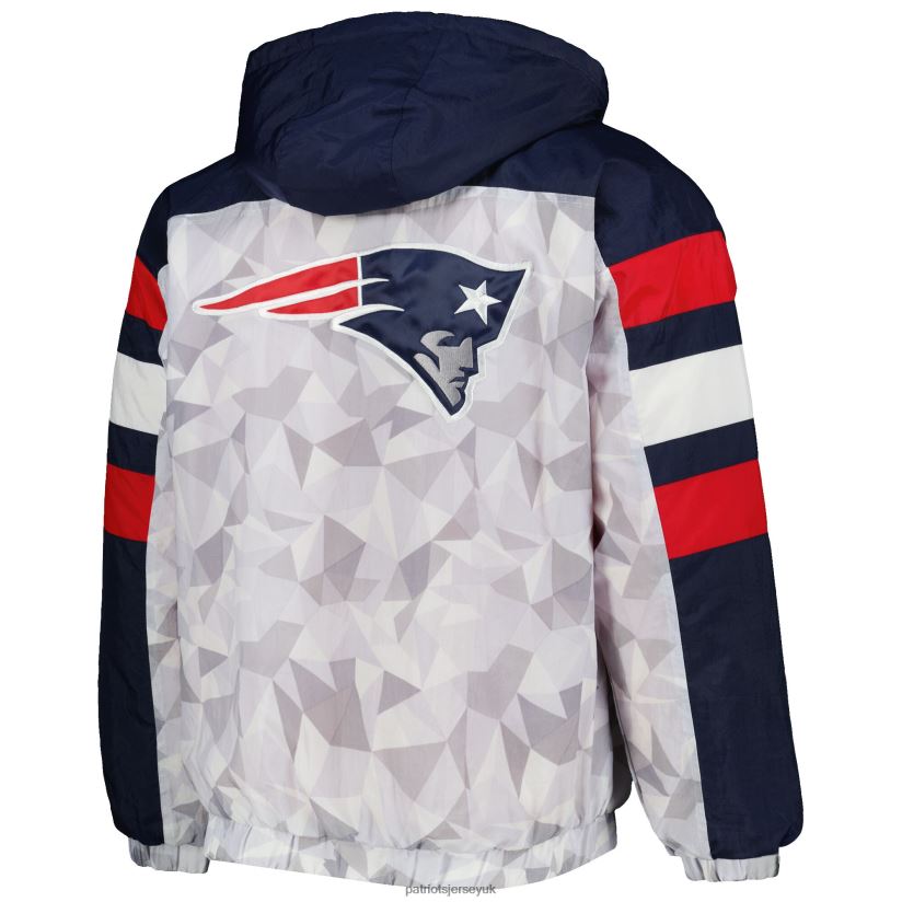 Starter White/Navy Thursday Night Gridiron Raglan Half-Zip Hooded Jacket Men Patriots Jersey Clothing 6B6H8J490