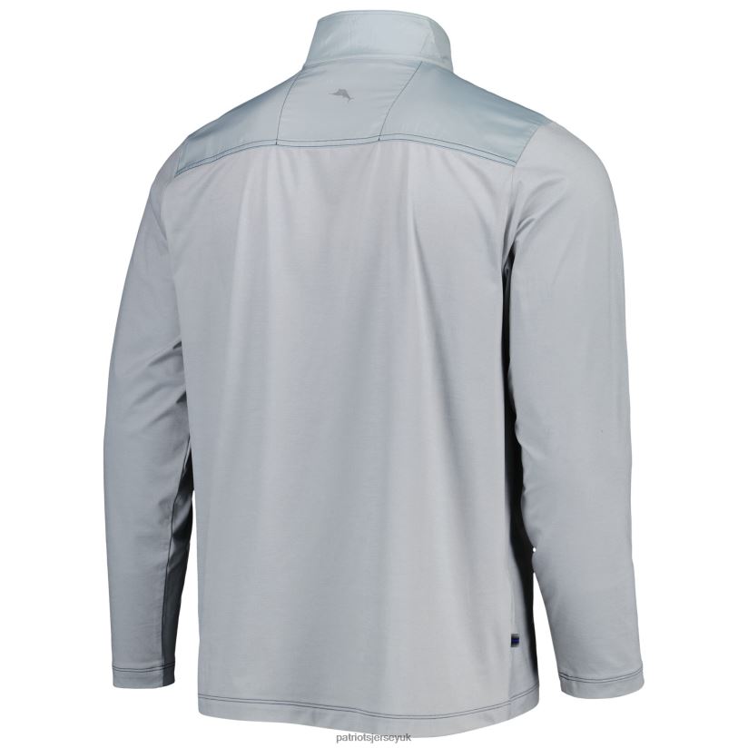 Tommy Bahama Gray On Deck IslandZone Half-Zip Jacket Men Patriots Jersey Clothing 6B6H8J686