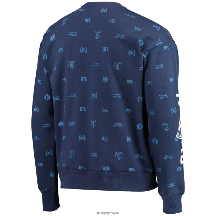 Tommy Hilfiger Navy Reid Graphic Pullover Sweatshirt Men Patriots Jersey Clothing 6B6H8J744