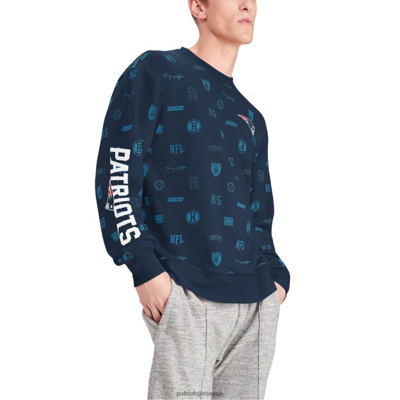 Tommy Hilfiger Navy Reid Graphic Pullover Sweatshirt Men Patriots Jersey Clothing 6B6H8J744
