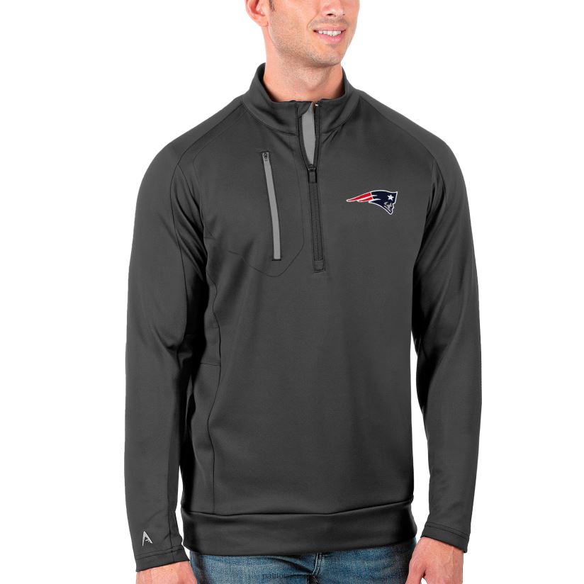 Antigua Charcoal/Silver Big & Tall Generation Quarter-Zip Pullover Jacket Men Patriots Jersey Clothing 6B6H8J2149