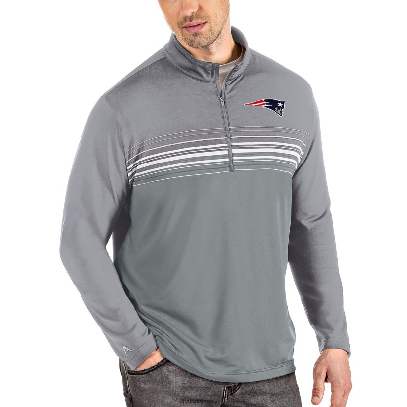 Antigua Steel/Gray Big & Tall Pace Quarter-Zip Pullover Jacket Men Patriots Jersey Clothing 6B6H8J2150
