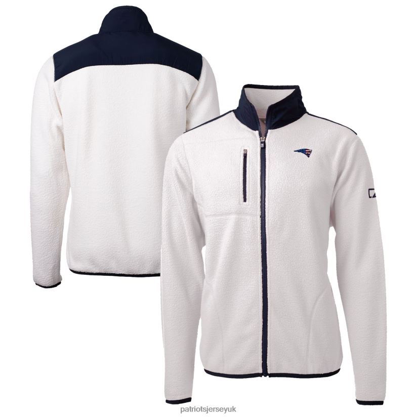 Cutter & Buck Cream Big & Tall Cascade Eco Sherpa Fleece Full-Zip Jacket Men Patriots Jersey Clothing 6B6H8J2109