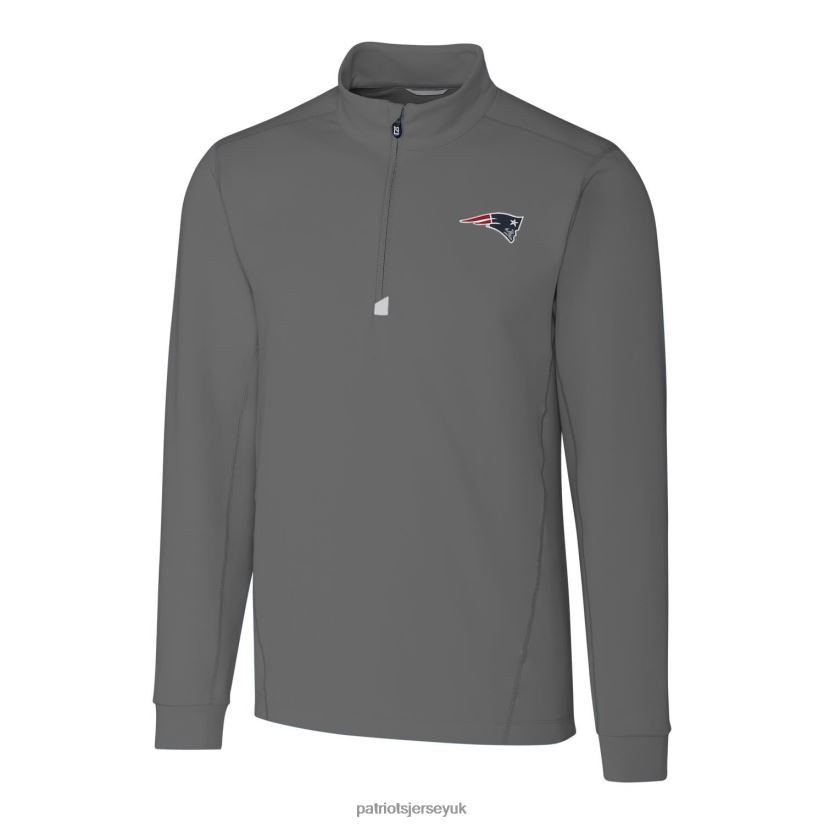 Cutter & Buck Gray Big & Tall Traverse Quarter-Zip Pullover Jacket Men Patriots Jersey Clothing 6B6H8J2107