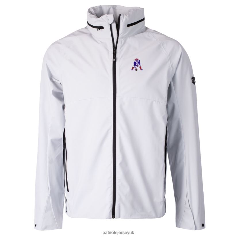 Cutter & Buck Gray Throwback Logo Vapor Water Repellent Stretch Full-Zip Rain Jacket Men Patriots Jersey Clothing 6B6H8J79