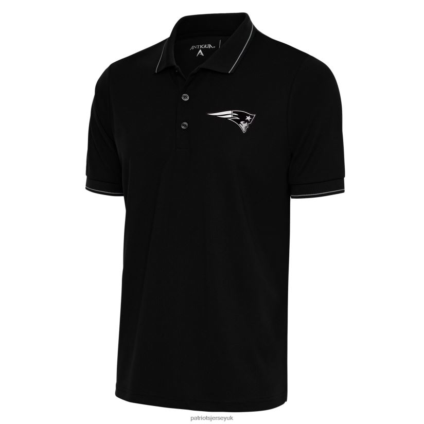 Antigua Black Metallic Logo Affluent Polo Men Patriots Jersey Clothing 6B6H8J1270