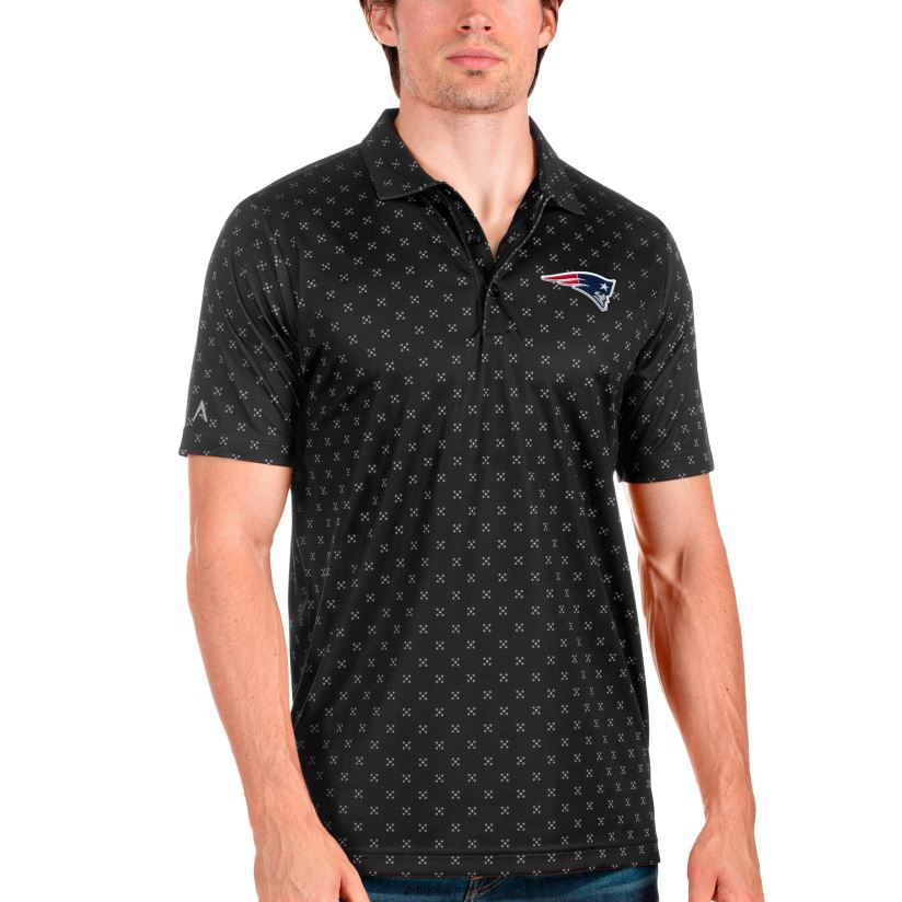 Antigua Black Spark Polo Men Patriots Jersey Clothing 6B6H8J1478
